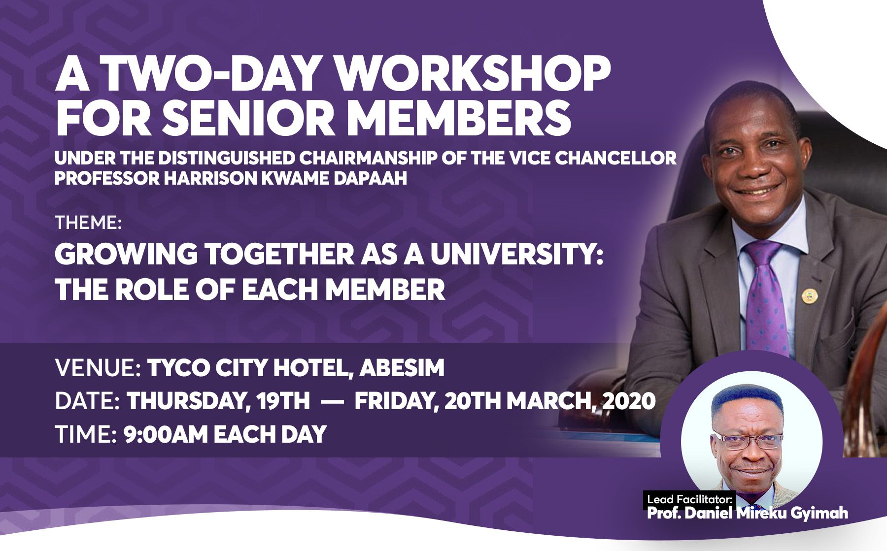 A TWO-DAY WORKSHOP FOR SENIOR MEMBERS 1 BANNER 2