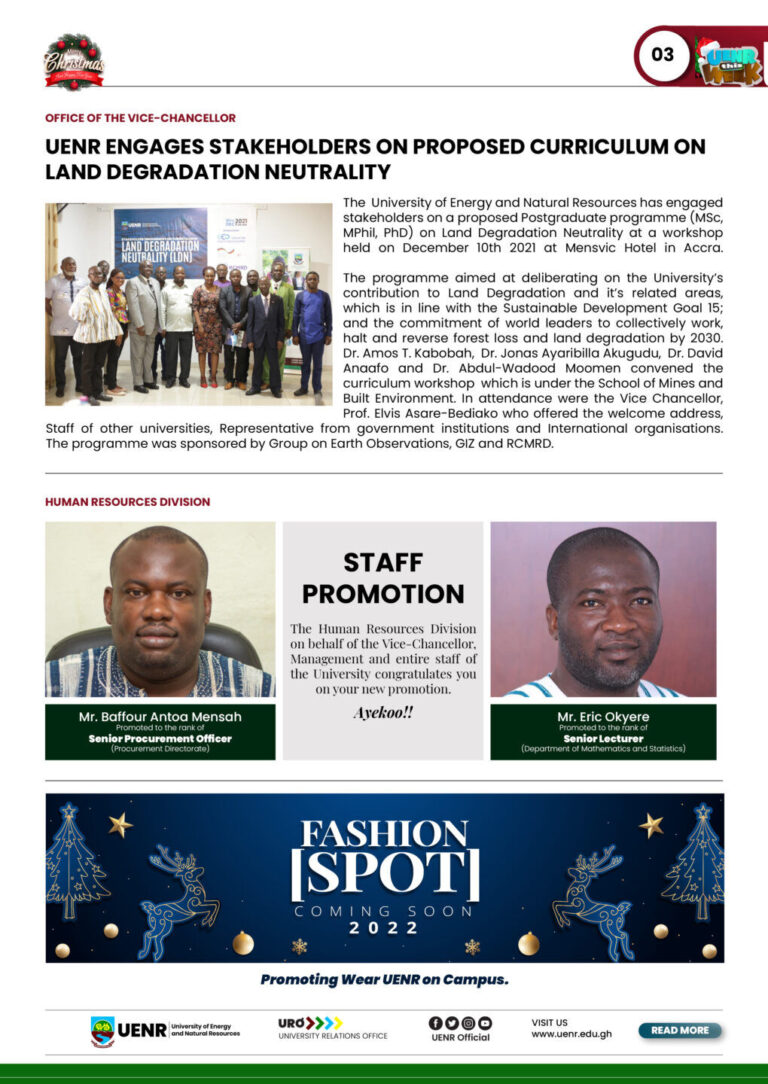 UENR THIS WEEK 10TH DEC3