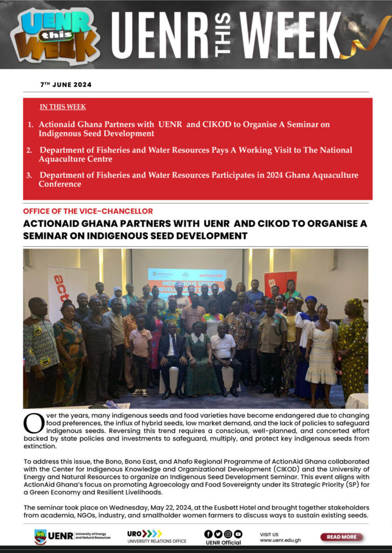 UENR THIS WEEK 7TH JUNE 2024